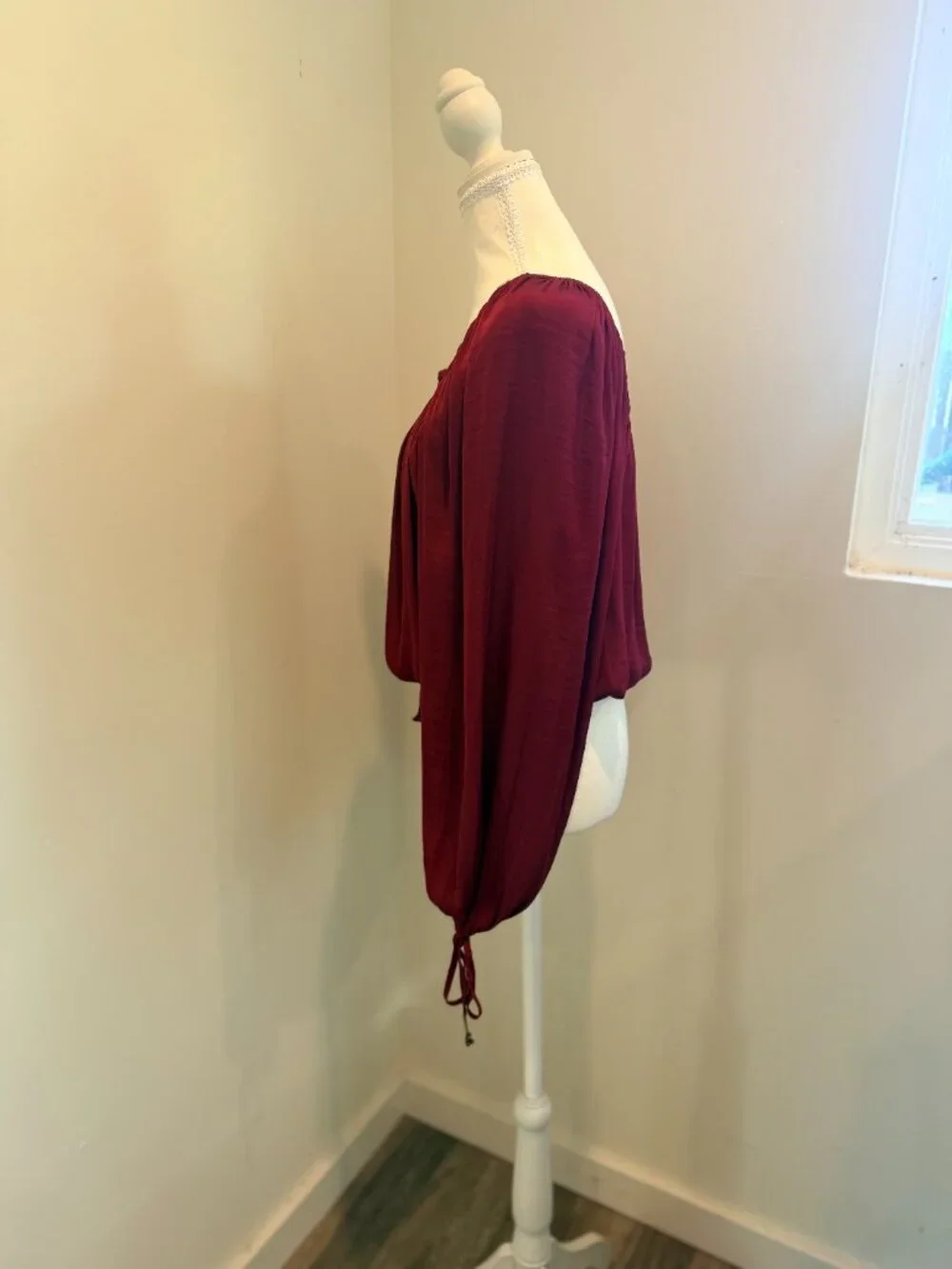 Free People Another Round Long Sleeve Bodysuit Burgundy Red Size XS